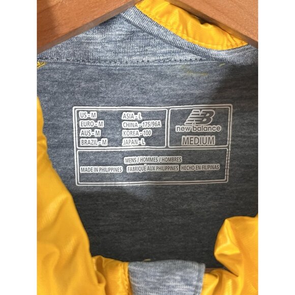 NEW BALANCE Men's Yellow Puffer Gray 1/2 Zip Stretch Panel Running Vest Medium - Picture 3 of 5